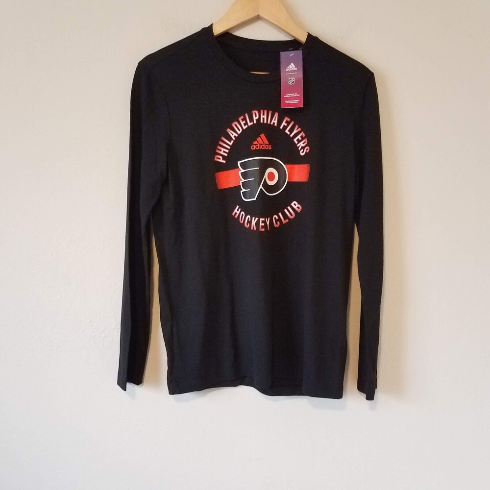 Adidas Women's Small S Philadelphia Flyers NHL Hockey Long Sleeve Shirt Black
